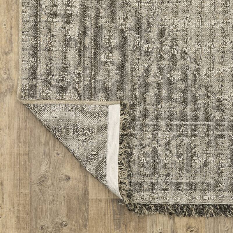 Style Haven Grayton Traditional Inspired Beige/ Black Indoor-Outdoor Fringe Edge Rug