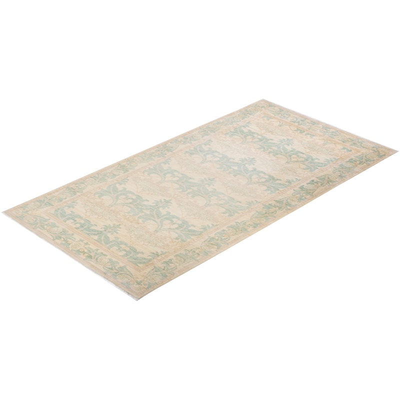 Overton Hand Knotted Wool Vintage Inspired Modern Contemporary Arts & Crafts Ivory Runner Rug