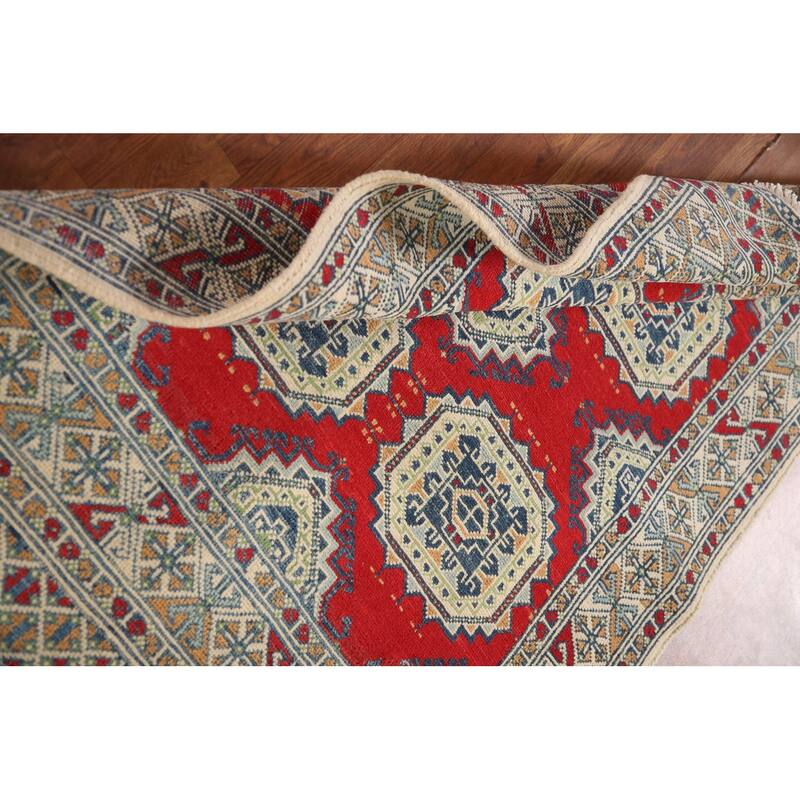 Kazak Accent Rug Hand-Knotted Wool Carpet - 3'5"x 4'10"