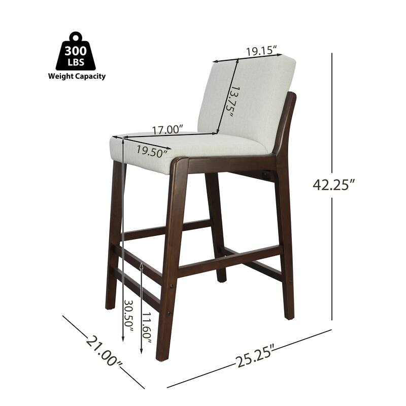 Christopher Knight Home - Eli Classic Wooden Upholstered Bar Stool with Padded Seat and Backrest