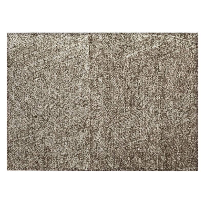 Machine Washable Indoor/ Outdoor Solid Geo Chantille Rug