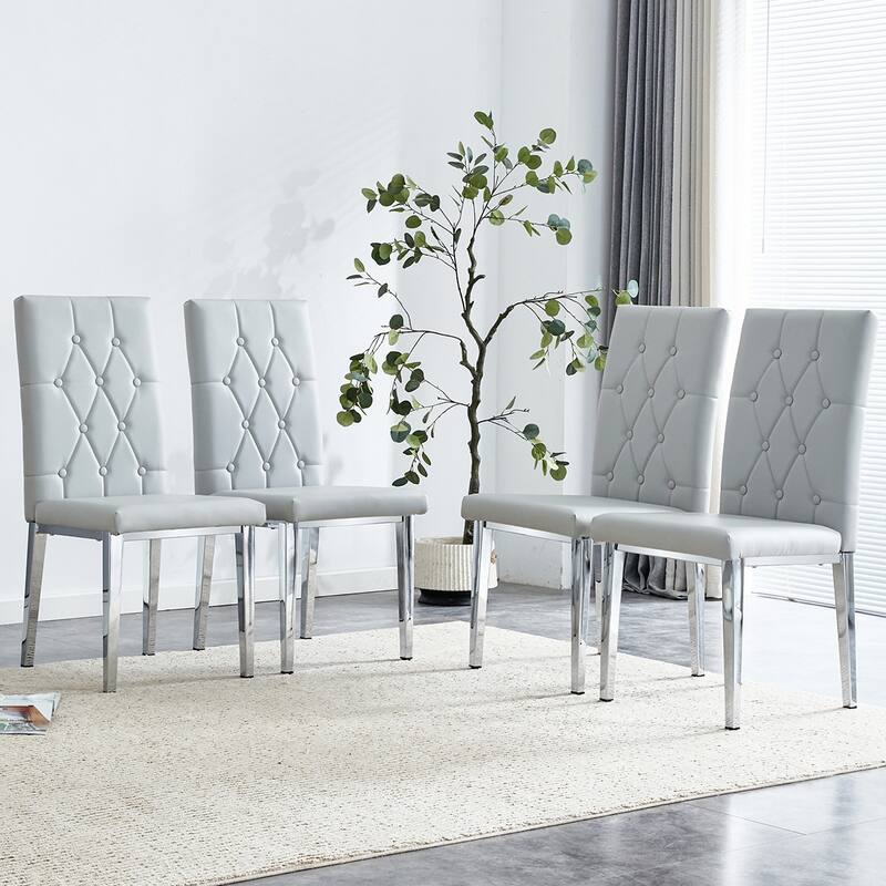 4PCS Silver Metal Dining Chairs