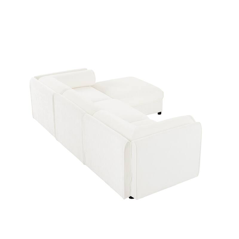 109" Chenille Upholstered L-Shaped Modular Sectional Sofa with Storage Seat, DIY Combination