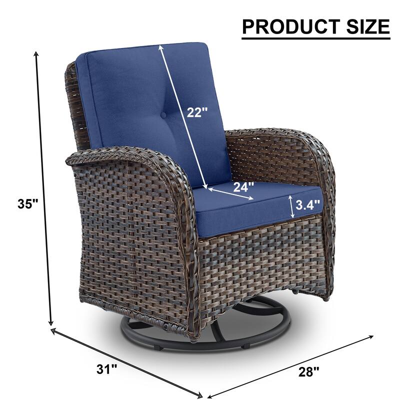 Outside Patio Swivel Chairs Brown - Blue