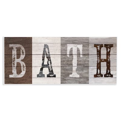Stupell Rustic Bath Letters Wall Plaque Art Design By Susan Arnot