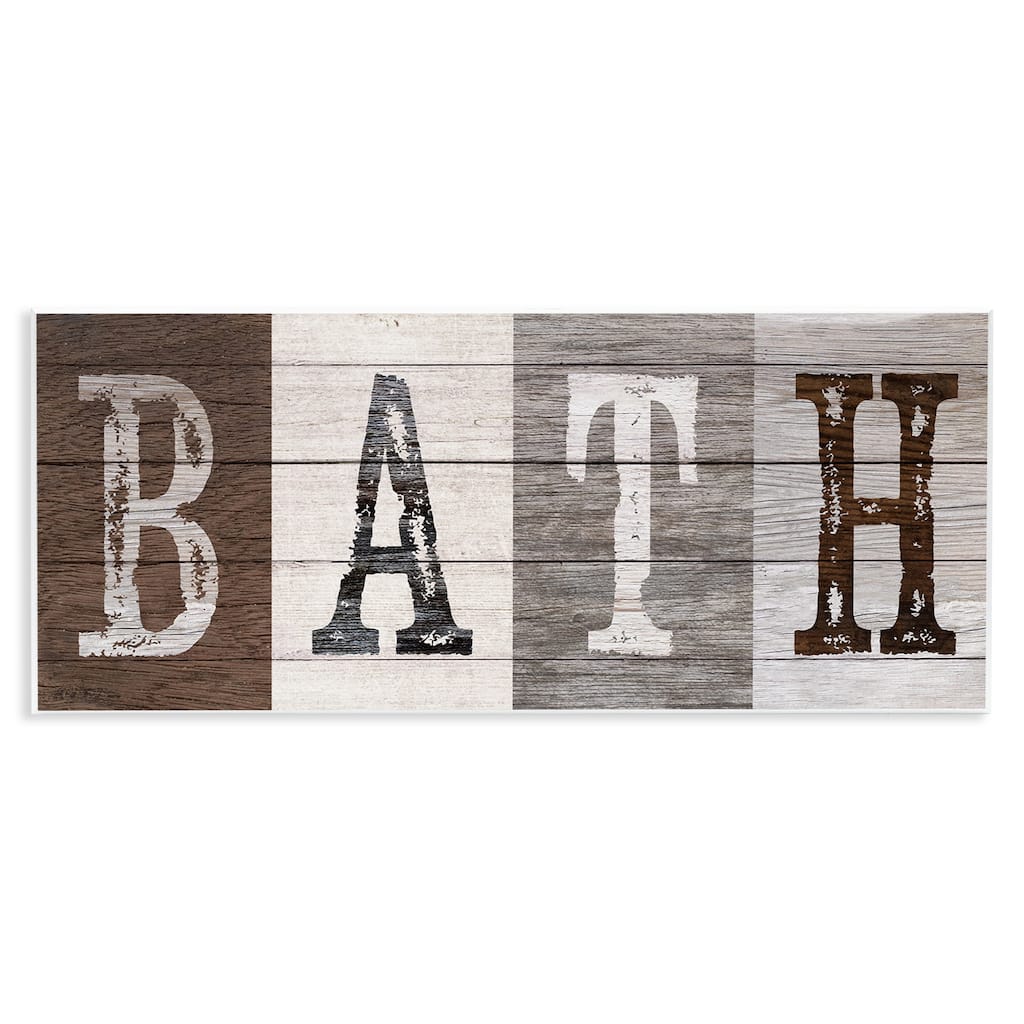 Stupell Rustic Bath Letters Wall Plaque Art Design By Susan Arnot