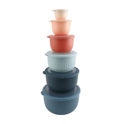 COOK WITH COLOR Prep Bowls with Lids- Wide and Deep Nesting Plastic Small Mixing Bowl Set with Lids, 12 Piece Set - Deep Bowls