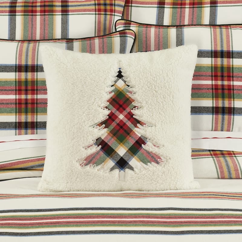 Christopher Plaid 20" Square Embellished Decorative Throw Pillow