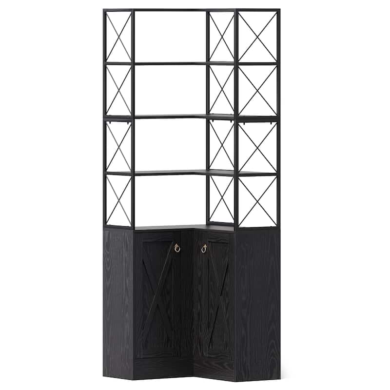 79 Inches Tall Corner Shelf Cabinet Storage with Doors - 11.81"D x 27.56"W x 79.13"H