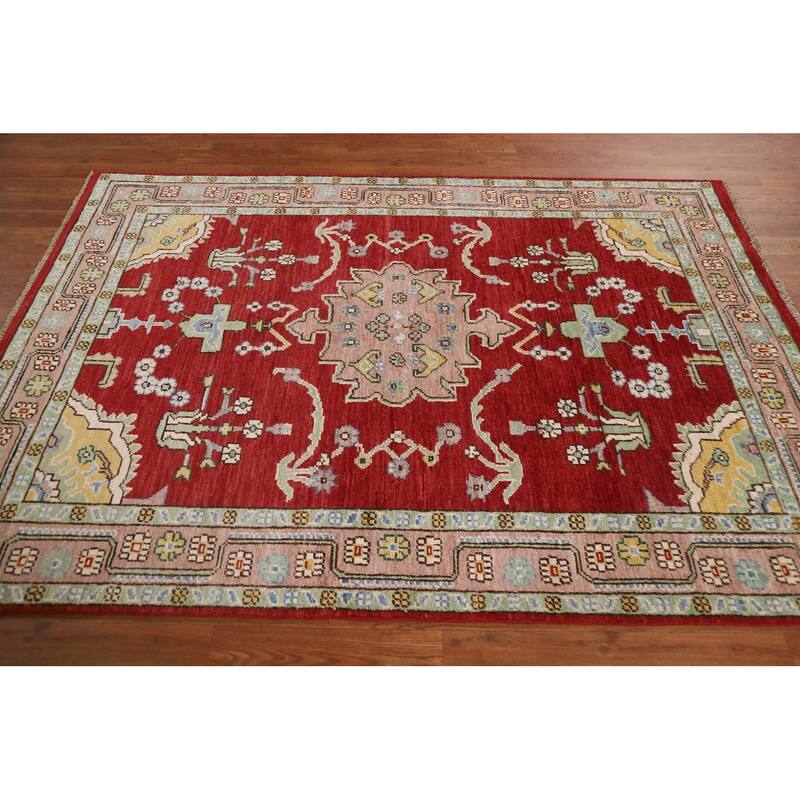 Oushak Turkish Area Rug Hand-knotted Wool Carpet - 4'6"x 6'1"