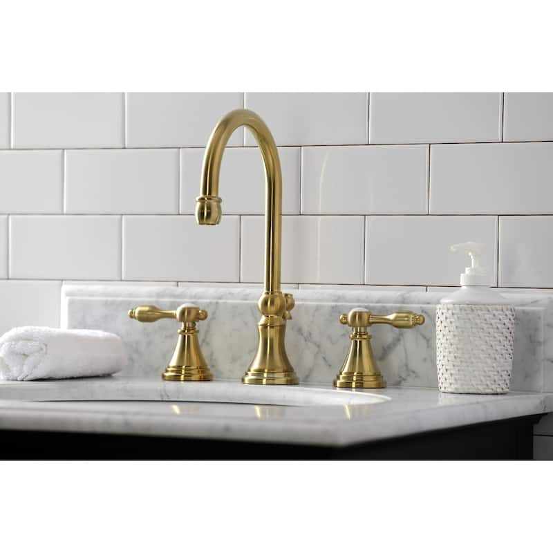 Tudor 8 in. Widespread Bathroom Faucet - Brushed Brass
