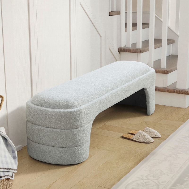 65"W Chenille Upholstered End of Bench ,Entryway Shoe Bench,FootStool Ottoman for Bedroom, Living Room