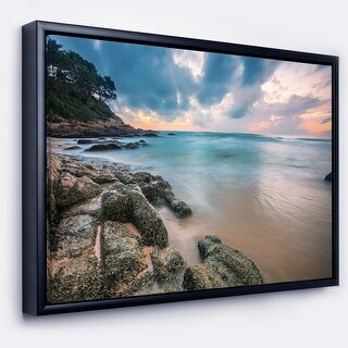 Designart "Gloomy Tropical Sunset Beach" Extra Large Seascape Art ...