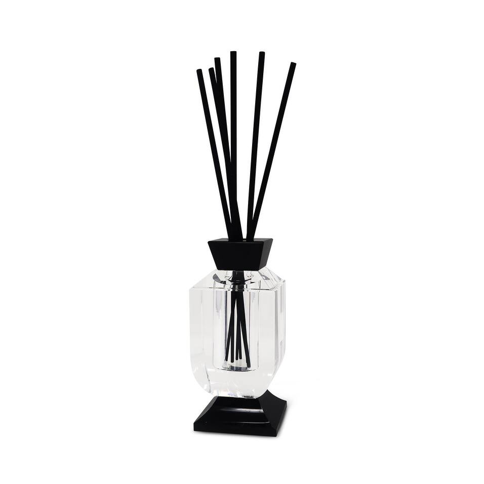 Lilly of the Valley Scented Crystal Reed Diffuser with Black Accents - 2.5"L x 2.5"W x 5"H