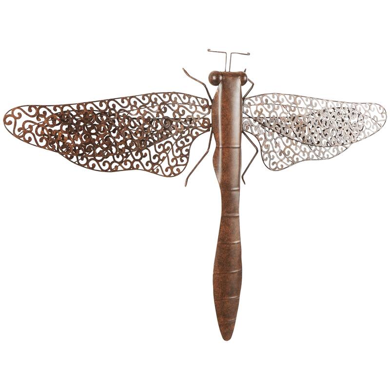 Metal Dragonfly Indoor Outdoor Home Wall Decor - Brown - Roche River Decor