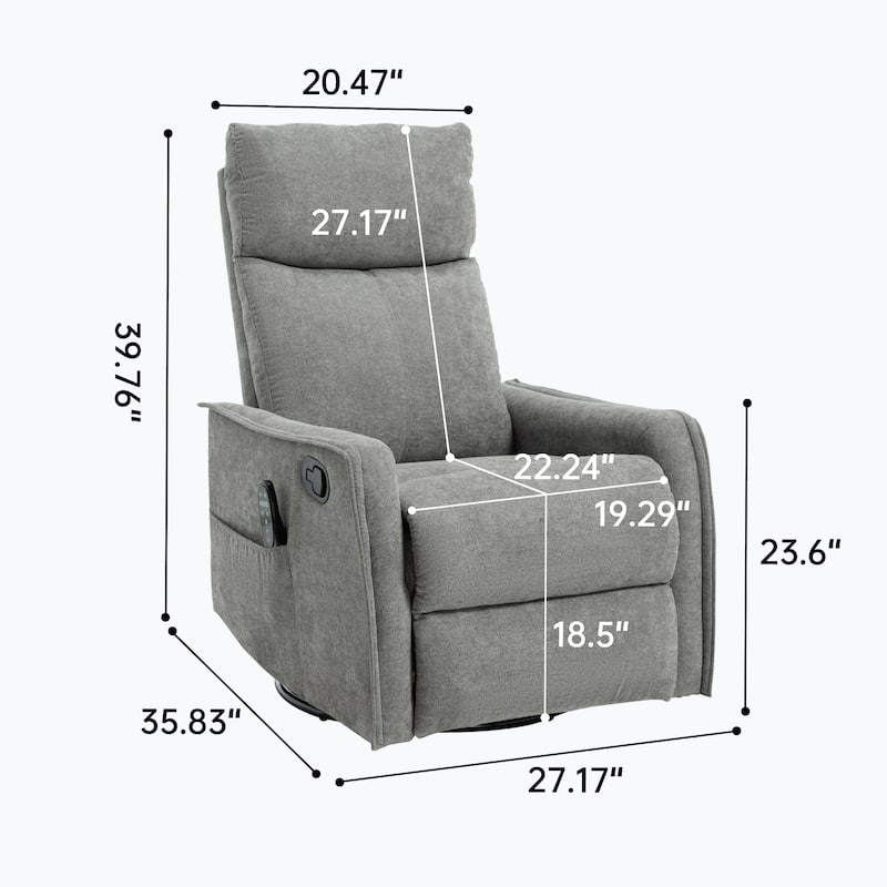 Swivel & Rocking Recliner Chair with Heat & 8-Point Massage
