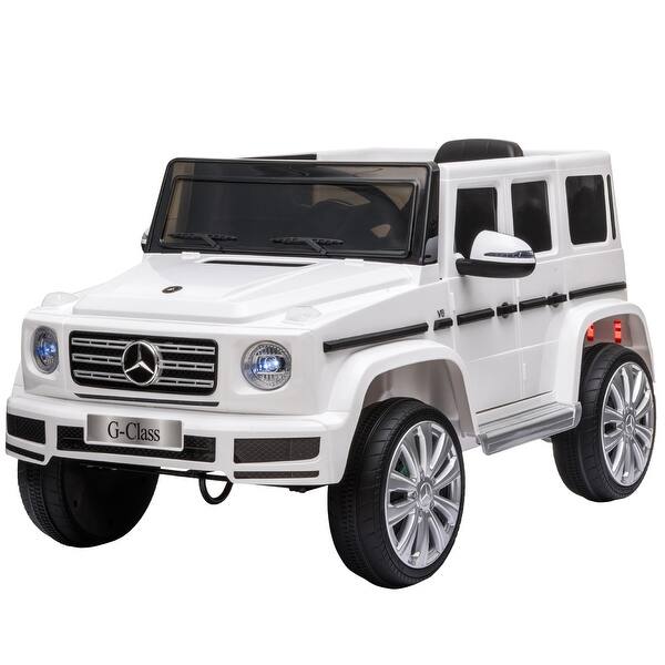 slide 2 of 9, 12V Licensed Mercedes-Benz G500 Ride on Car for Kids, Electric Car Ride on Toys with Parent Remote, Wireless Music, Suspension White