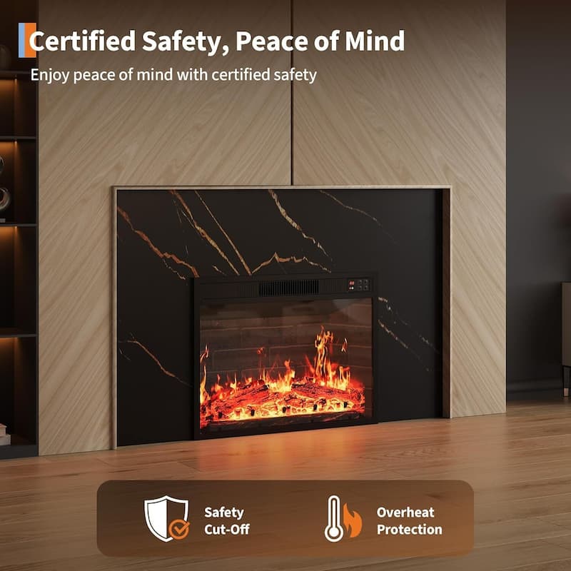 23" Electric Fireplace, Remote & Touch Control, Ultra-Thin Wall Mounted or Recessed