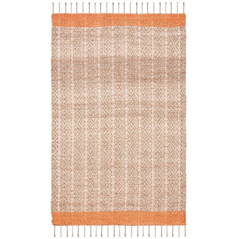 SAFAVIEH Handmade Cape Cod Senada Jute Tassel Rug - 6' Square - Orange/Natural