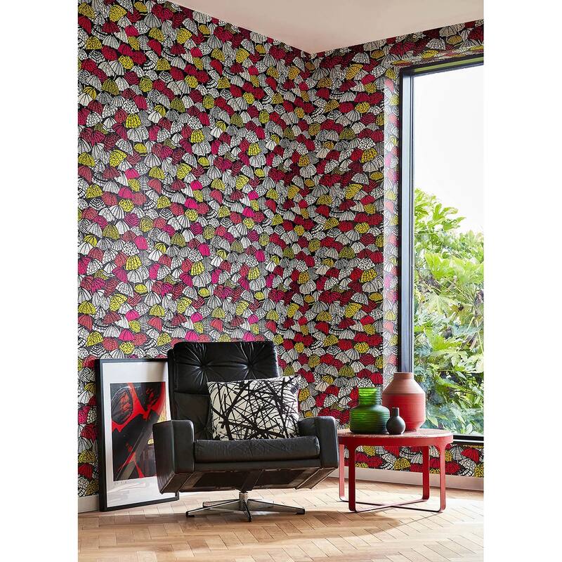 Dara Red Jolly Brollies Wallpaper