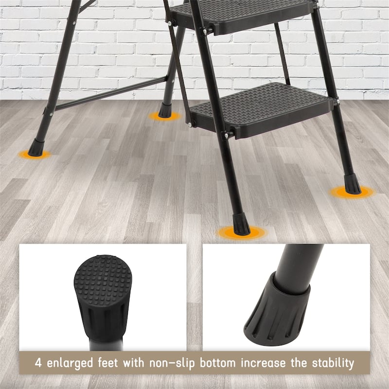 3 Step Ladder with Handrails Folding Step Stool