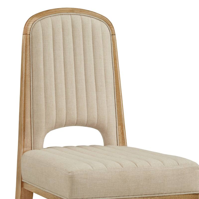 Harstad Wood Finish Cream Fabric Channel Stitching Dining Chair (Set of 2) by iNSPIRE Q Modern