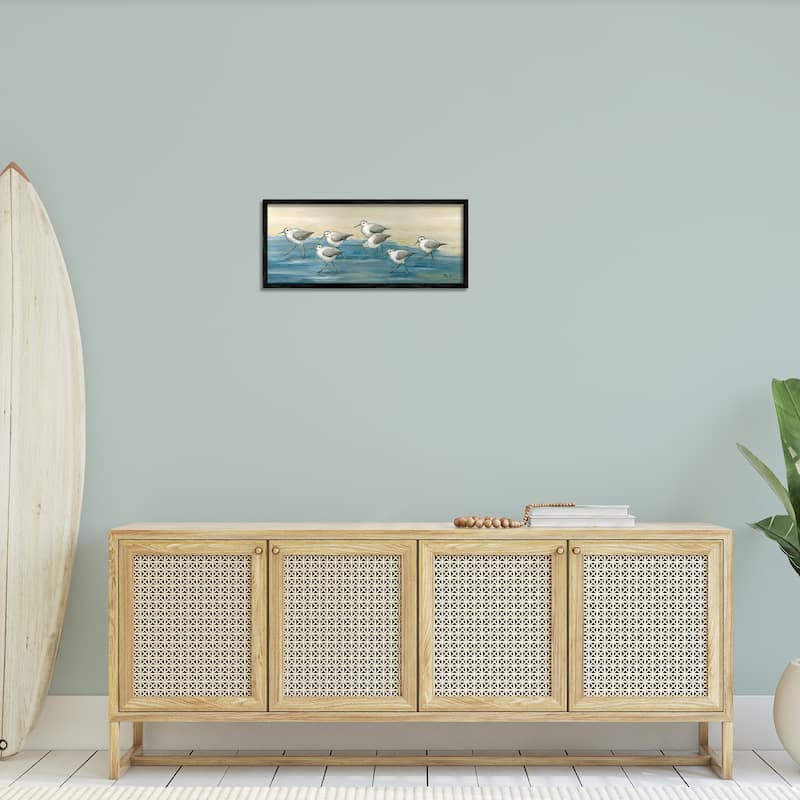 Stupell Sandpiper Bird Flock Beach Shoreline Framed Giclee Texturized Wall Art, Design By Paul Brent