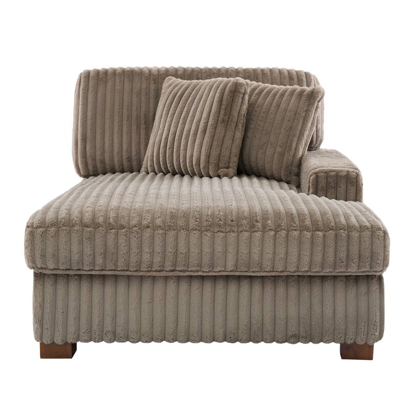 Plush Corduroy Chaise Armchair Modular Lounge Sectional Corner Sofa