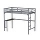 preview thumbnail 8 of 6, Modern Twin Metal Loft Bed with Desk, Ladder and Guardrails, Bookdesk under bed, Sturdy Construction & Safety Guaranteed, Grey