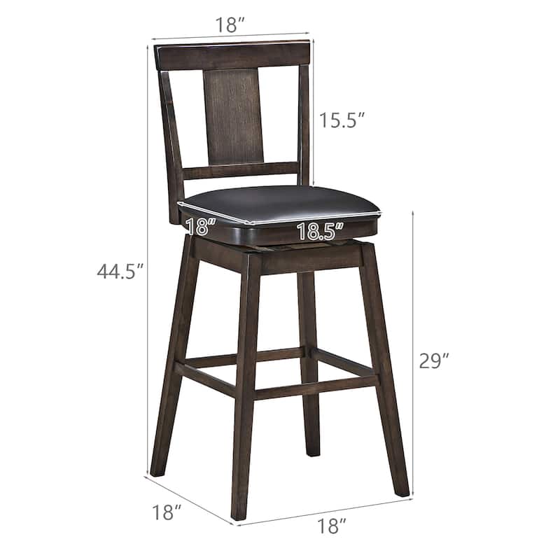 Swivel Bar Stool 29 inch Upholstered Pub Height Bar Chair with Rubber - Dark Grey