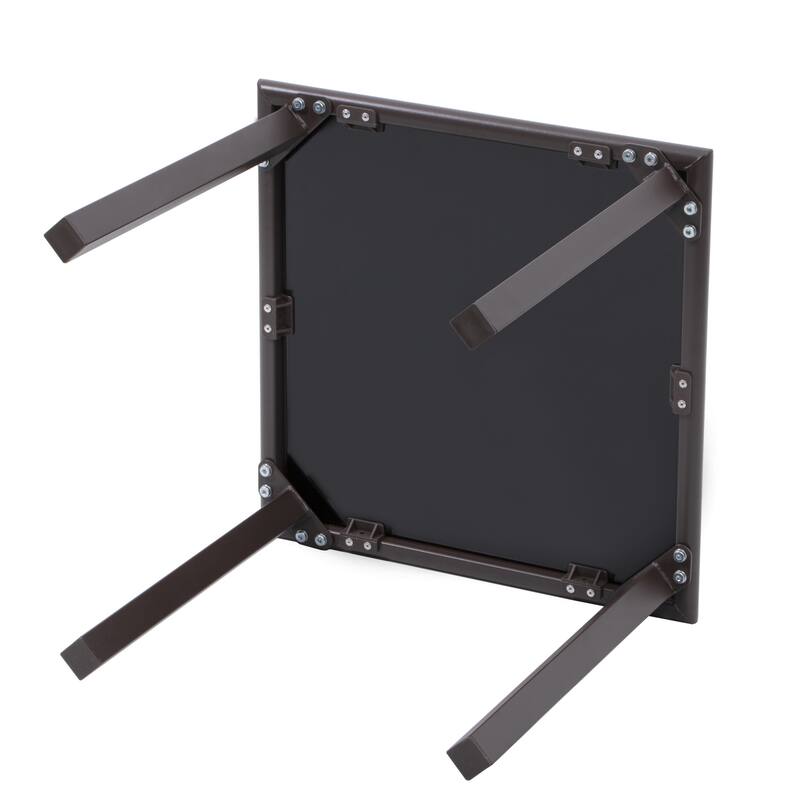 VredHom Outdoor Patio Square Side/End Table with Tempered Glass Top - 17.7" L x 17.7" W x 15.75" H