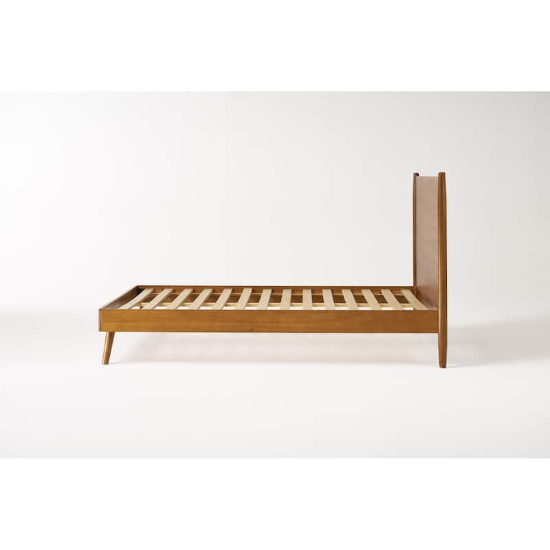 Modern Style Acacia Wood Platform Bed with Iconic Splayed Legs for Bedroom