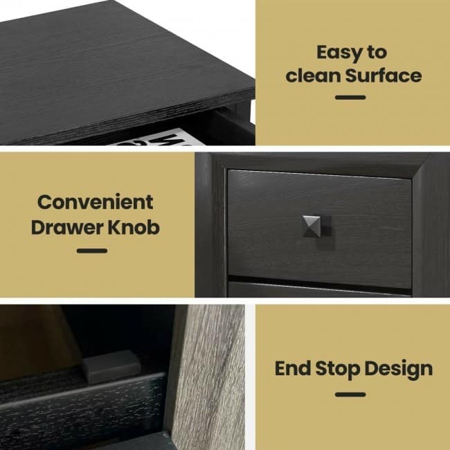 Versatile 2-Drawer Retro Bedside Table - Practical Nightstand for Any Room