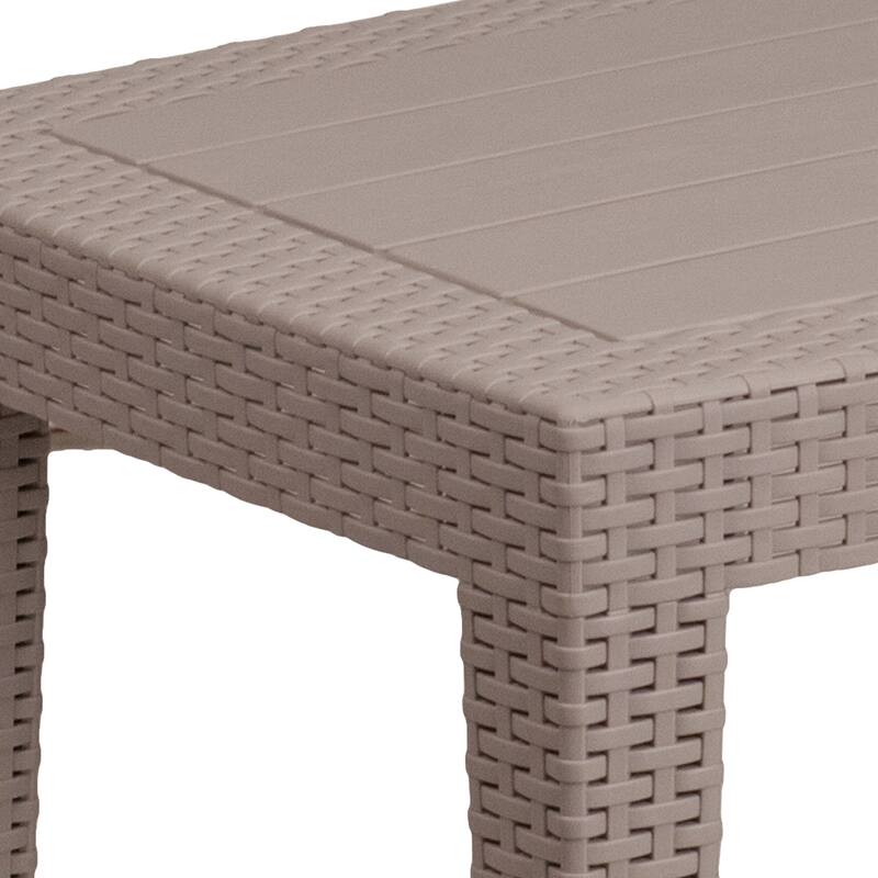 Plank-Top Rattan Coffee Table