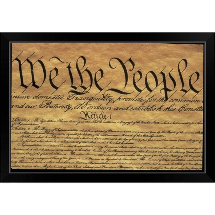 "The Preamble to the United States Constitution " Black Framed Print