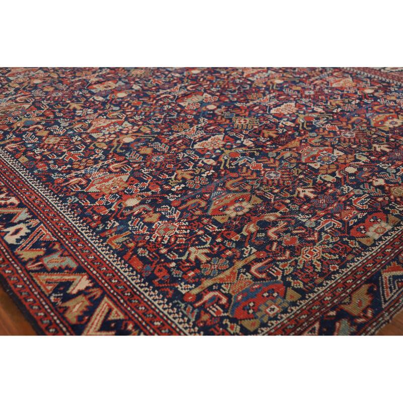 Hand Knotted Oriental 100% Wool Carpet Traditional All-Over Navy Blue & Blues Malayer Area Rug - 6' 0'' X 4' 5''