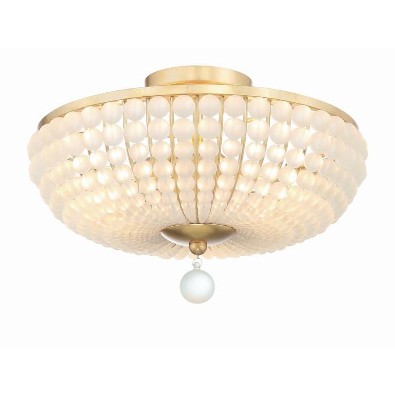 Bella 3 Light Antique Gold Ceiling Mount - 15.75"W x 10.25"H - 15.75"W x 10.25"H