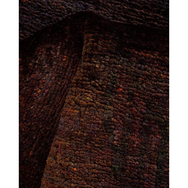 Overton Hand Knotted Wool Vintage Inspired Modern Contemporary Modern Brown Runner Rug - 2' 6" x 8' 2"
