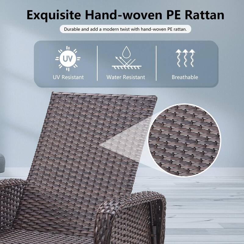Outdoor PE Wicker Chaise Lounge Set