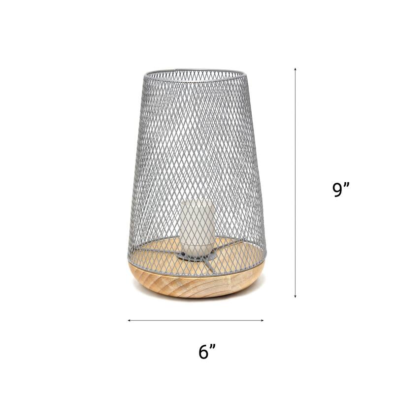 Open Cage Metal Table Lamp with Mesh Wire Shade - 9" - Gray