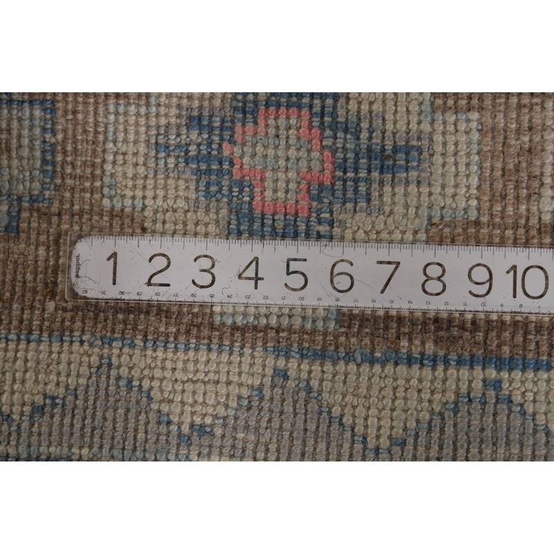 Hand Knotted Oriental 100% Wool Carpet Transitional Geometric Navy Blue & Blues Oushak Area Rug - 11' 0'' X 8' 4''
