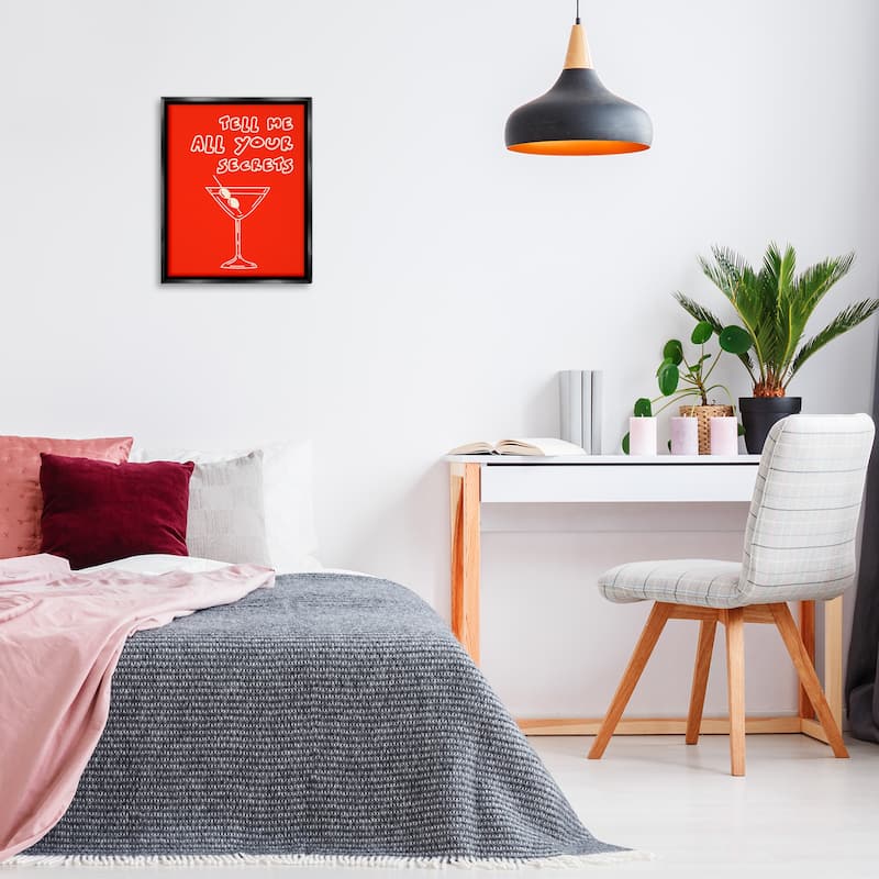 Stupell Tell Me Your Secrets Cocktail Framed Floater Canvas Wall Art Design By House of Lulu