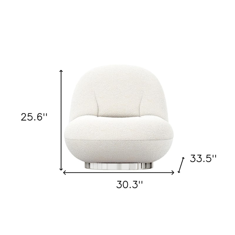 HomeRoots 30" White And Silver Boucle Slipper Chair - 30.3' X '25.6' X '33.5