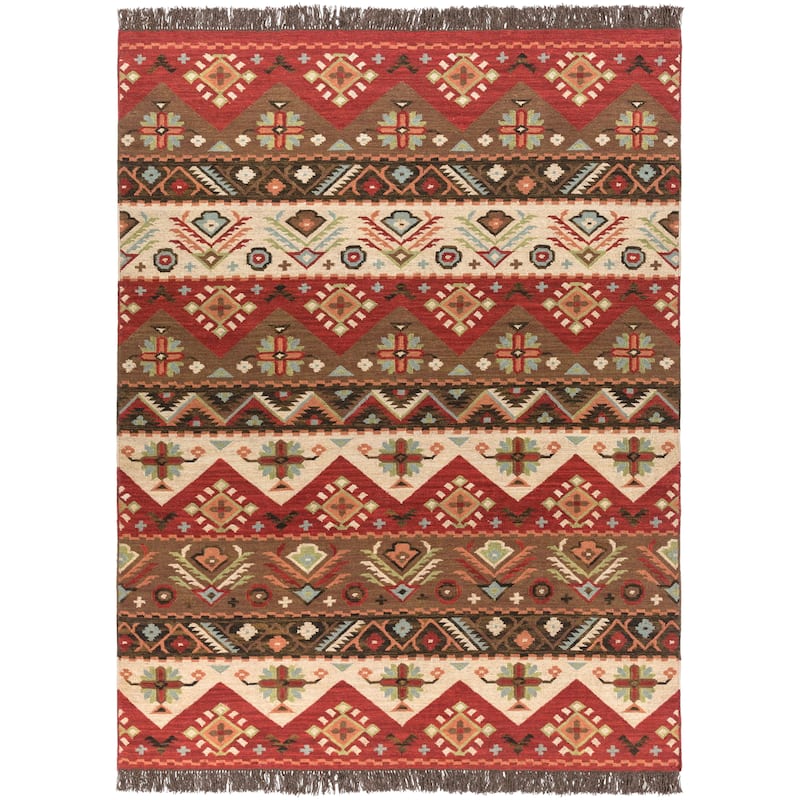 Livabliss Louise Handmade Southwestern Wool Flatweave Area Rug