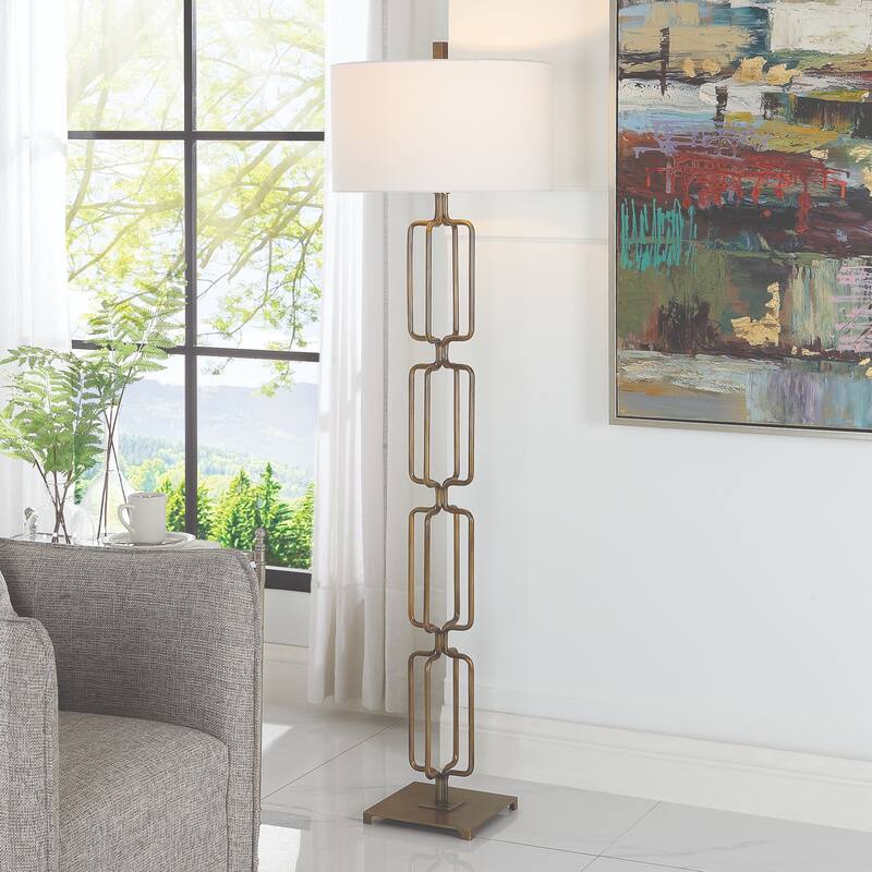 Link Floor Lamp with Drum Shade - 67" - Gold