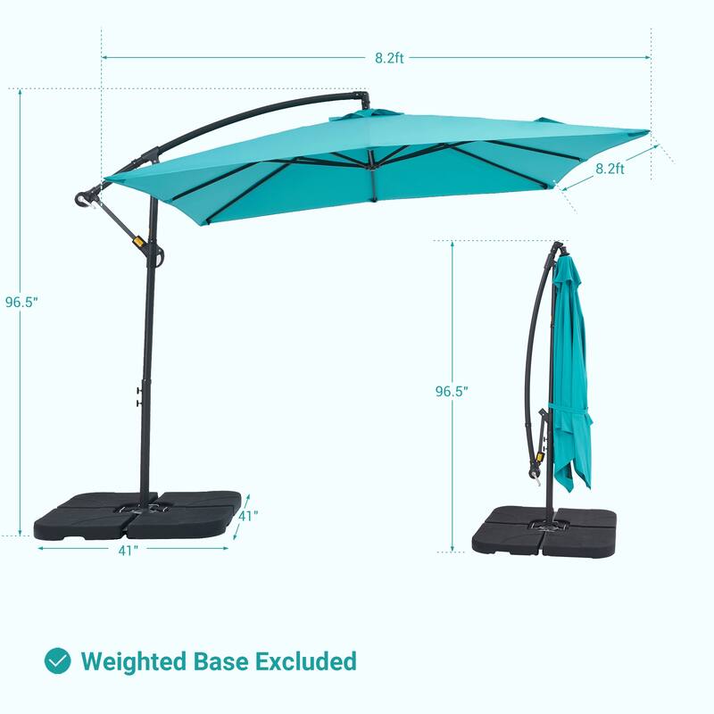 BONOSUKI 8.2Ft Outdoor Offset Umbrella w/Steel Frame,Angle Adjustment