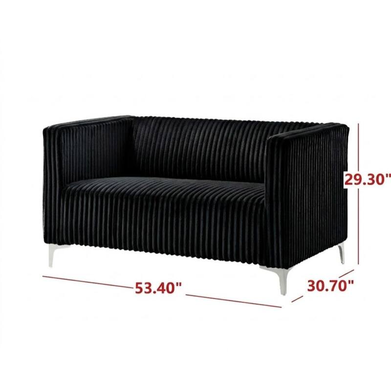 Clayfell Gavin 2-Piece Velvet Living Room Set with Loveseat and Sofa, Square Arm Design, Channel Tufted Upholstery