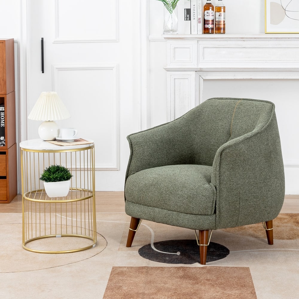 XINMICS Mid-Century Modern Accent Chair, Tufted Upholstered Armchair for Living Room, Bedroom, Set of 1