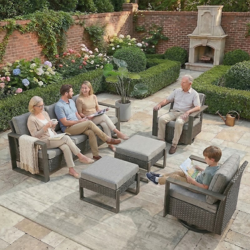 Gymojoy All-Weather Outdoor Sofa Swivel Chair Ottoman Sets