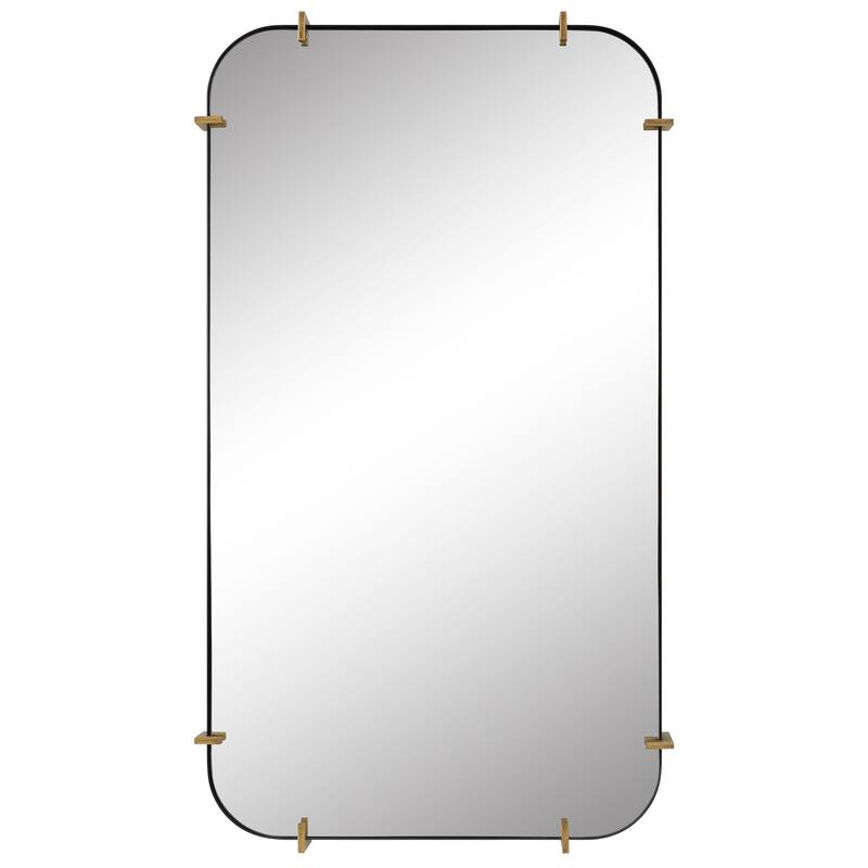 Uttermost Pali Industrial Iron Mirror - 27"W X 48"H X 3"D - Black/Gold